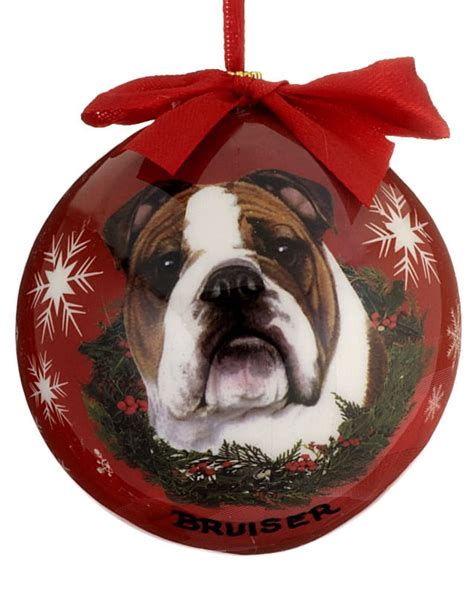 Bulldog Red Ball Personalized Christmas Ornament Ornament Shop