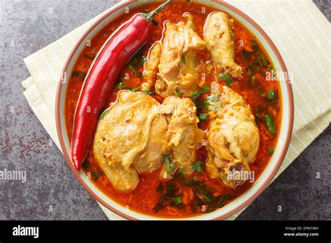 Chicken Curry A Maharashtrian Dish Is Made With Aromatic Malvani Spices And Coconut Closeup On