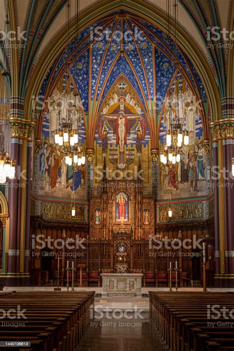 Interior Of Chapel Of A Gothic Catholic Cathedral Stock Photo ...