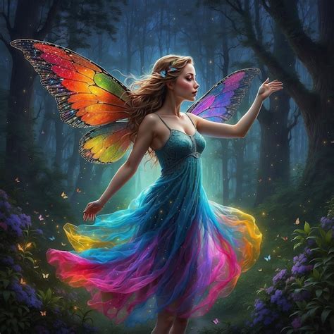 Premium Photo | A luminous ethereal nymph dances among sparkling ...