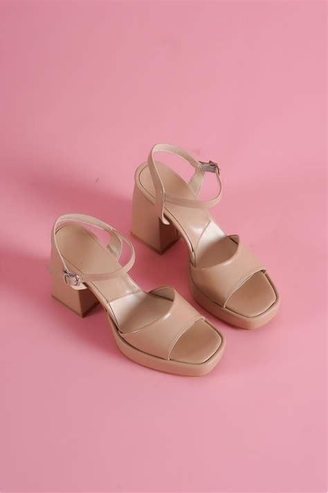 Divolya Fell Nude Cilt Platform Topuklu Günlük Ayakkabı Flo