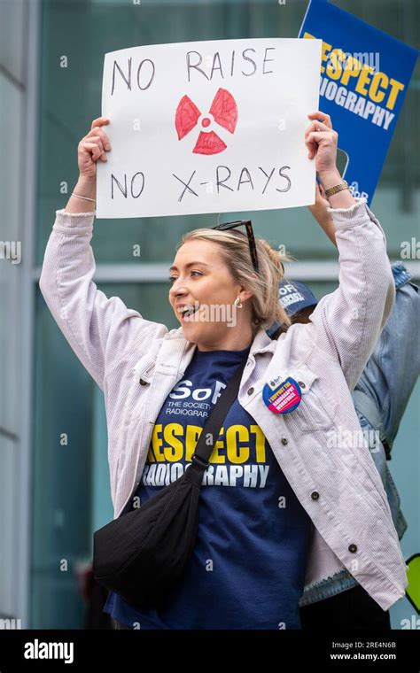 London Uk July A Radiographer At A Picket Line Outside