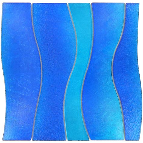 Ocean Water Waves Blue Glossy Glass Tile Glass Tile Wave Glass Blue