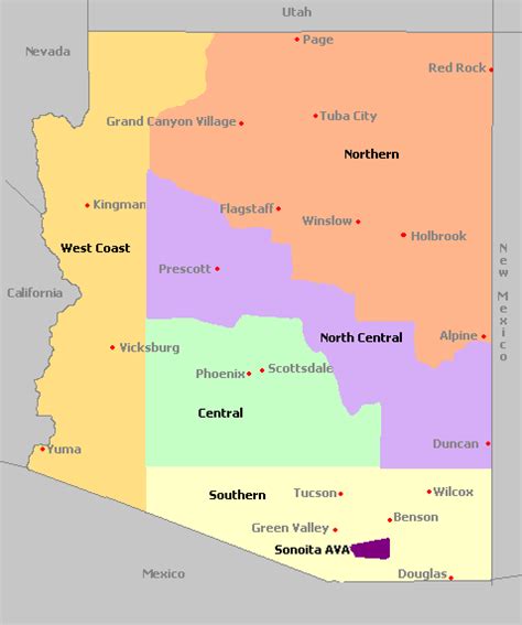 Arizona Map With Regions Emylee Philomena