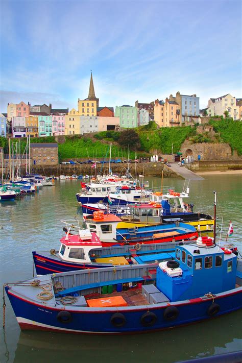 Colorful Boats in Tenby Harbour