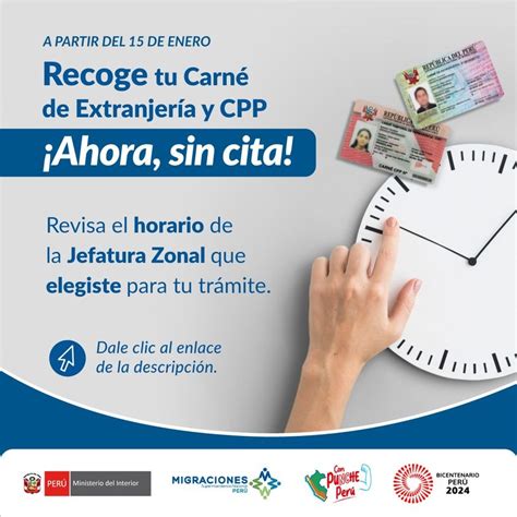 CPP y Carné de Extranjería se podrán retirar sin cita previa en