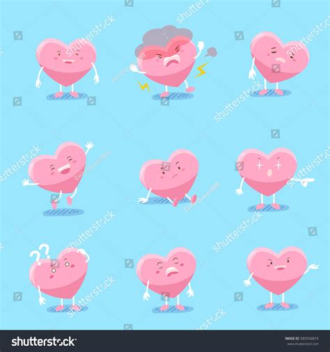 Cute Cartoon Heart Do Different Emotions Stock Vector Royalty Free