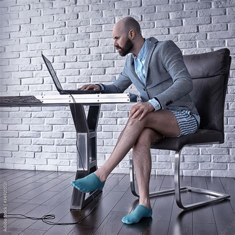 Quarantined Work Concept A Man Works At Home On A Computer In His