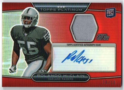 Topps Platinum Autographed Patches Red Rm Rolando Mcclain Rc Gu