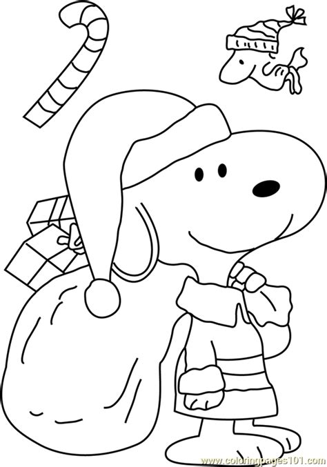 Snoopy Dressed As Santa Coloring Page Free Christmas Cartoons