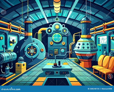 Cartoon Interior of the Space Station Stock Illustration - Illustration of robotic, machine ...