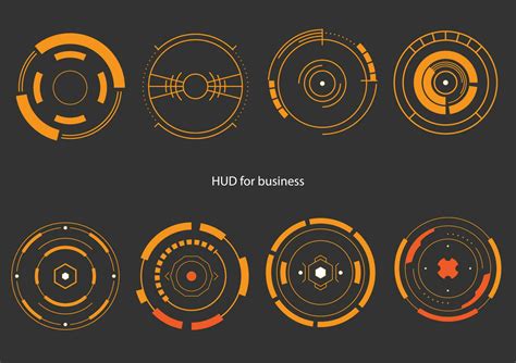 Hud Ui For Business Set Futuristic User Interface Stock Vector Hud Round Frames Aim Control