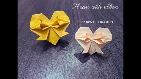 Handcraft Origami Heart With Ribbon 手工摺紙緞帶愛心教學 Youtube