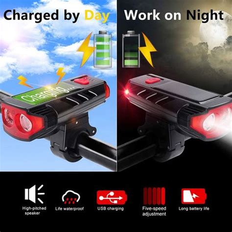 China Newest Usb Rechargeable Solar Energy Charge Front Horn Riding