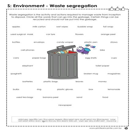 environmental science worksheets  grade
