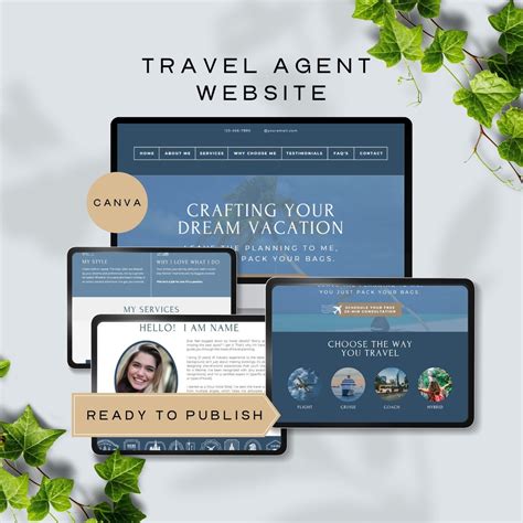 Canva Travel Agent Website Template For Travel Blogger Influencer