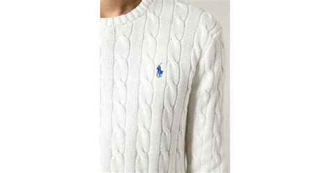 Polo Ralph Lauren Cable Knit Sweater In White For Men Lyst