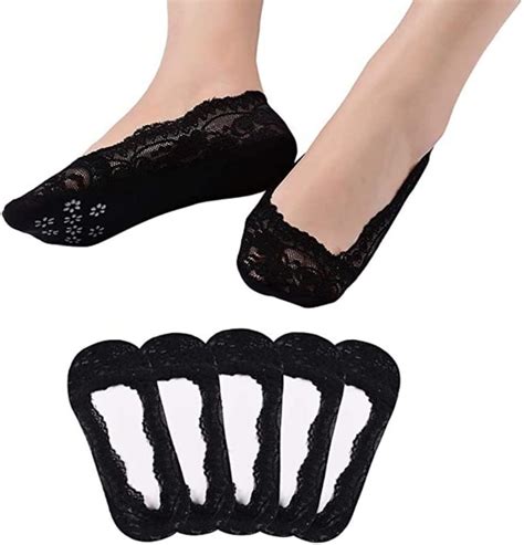 Cafurty 5 Pairs Lace No Show Socks Women No Show Liner Socks Low Cut Casual Socks