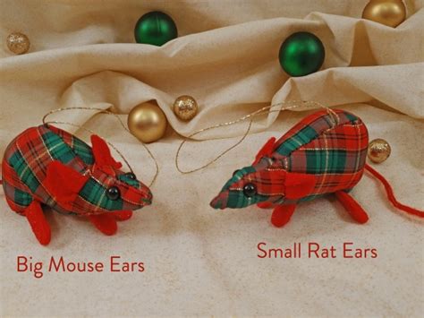 Red Plaid Mouserat Ornament Citrine Mouse