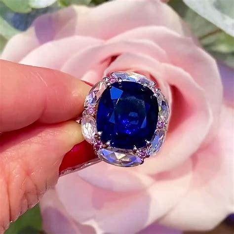 6ct Cushion Cut Blue Sapphire Engagement Ring