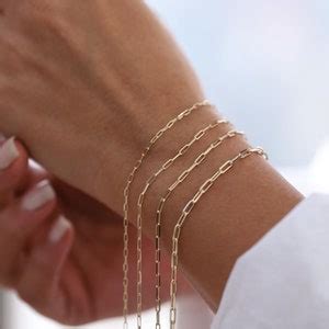 K Solid Gold Gold Paperclip Bracelet Bold Link Staple Chain