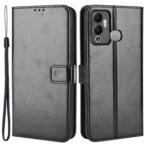 Etui z klapką do Infinix Hot 12 Play 4G Crazy Horse Wallet czarne sklep XGSM pl