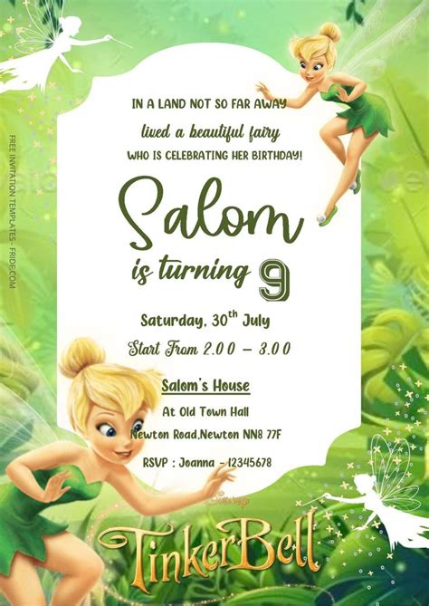 Free Editable Word Tinkerbell Birthday Invitation Templates