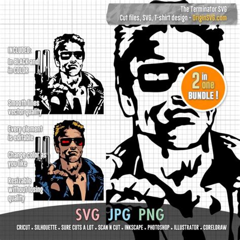 The Terminator Arnold Schwarzenegger Silhouette Svg Cut Files Origin