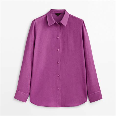 Блузка Massimo Dutti 100% Linen, фиолетовый – заказать из-за границы с ...