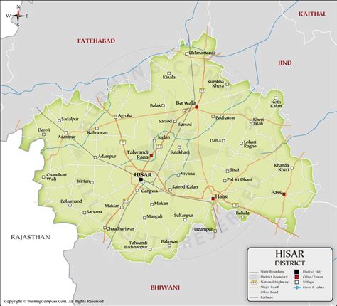 Hisar District Map, Haryana, India