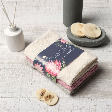 Набор махровых полотенец Этель "Клевер" 30х30 см - 3 шт, 340 г/м2, 100% ...