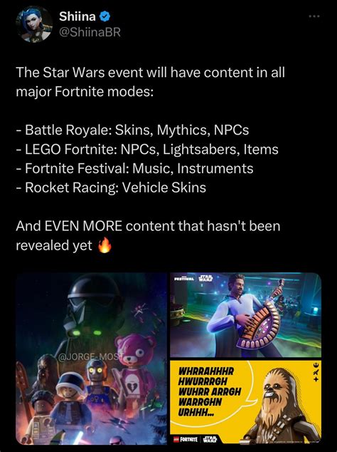 The Star Wars event will have content in all major Fortnite modes. Via