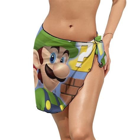 Super Mario Luigi Women S Sarong Cover Up Beach Wrap Summer Vacation Short Sheer Chiffon Bikini