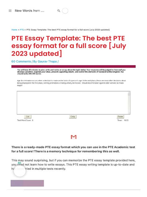 PTE Essay Template - The Best PTE Essay Format For A Full Score (July 2023 Updated) | PDF ...