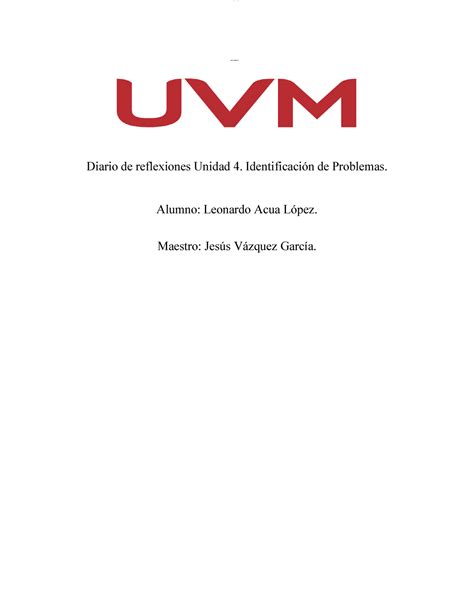 Diario De Reflexiones Unidad 4 LOMoAR CPSD 7681251 LOMoAR CPSD