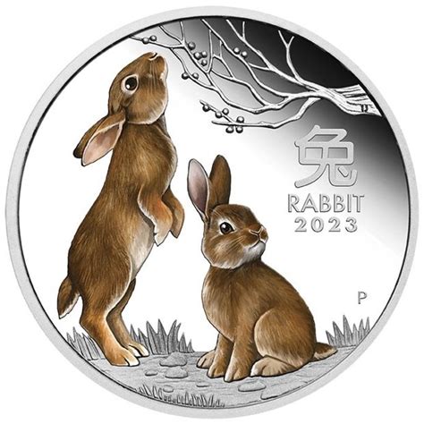 Perth Mint Lunar III Rok Królika kolorowany 1 uncja Srebra 2023