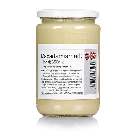 BOS FOOD Macadamia Mark 100 Mark Ohne Zusatzstoffe 650 G BOS FOOD