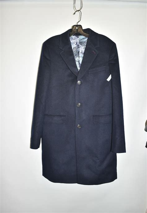 700 TED BAKER LONDON Endurance Wool Overcoat CLASSIC WARM TRENCH NAVY