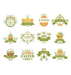 Easter Scrapbook Set Labels Ribbons And Other Vector Image