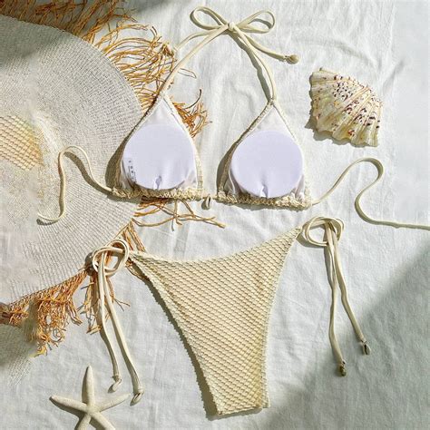 Sexy Solid Color Mesh Halterneck Bikini Beach Swimsuit Bra Swimsuit