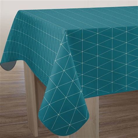 Tafelkleed Anti Vlek Turquoise Blauw Geo Franse Tafelkleden