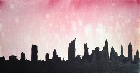 Night Sky Cityscape Original Landscape Art City Skyline