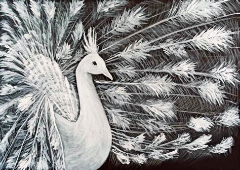 "White peacock painting, Peacock art" by Iryna Mikhailenko