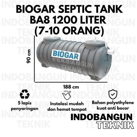 Jual Bio Septic Tank Biogar BA8 1200 Liter 7 10 Orang Septictank