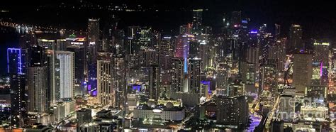 Downtown Miami Skyline at Night Aerial View Photograph by David ...