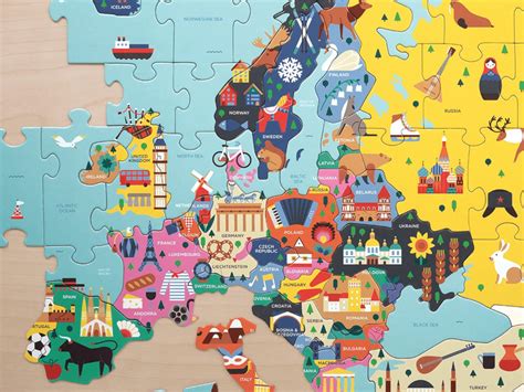 Découvrez ce puzzle de l Europe de 70 pièces à votre enfant