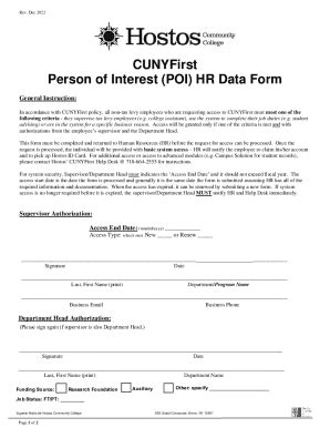 Fillable Online Cunyfirst Person Of Interest Poi Hr Data Form Fax