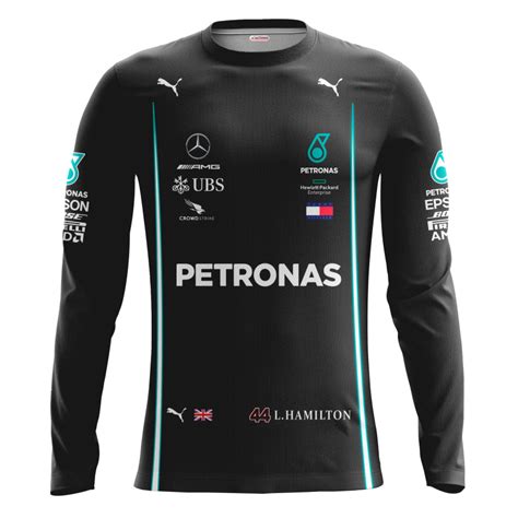 Camisa New Hamilton Mercedes F Team Manga Longa Escorrega O Pre O