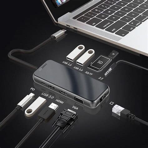 USB C хаб 10-в-1 ZAMAX переходник для MacBook Type C HUB to 4k HDMI ...