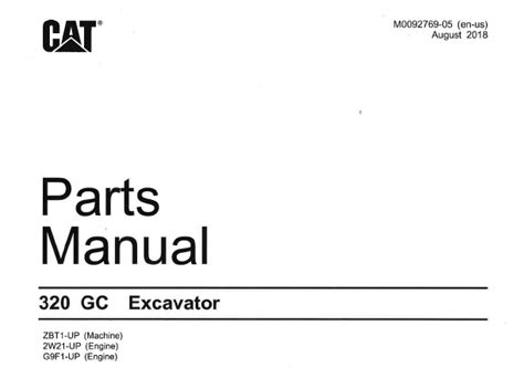 Caterpillar Cat 320 GC Excavators Parts Manual (ZBT)